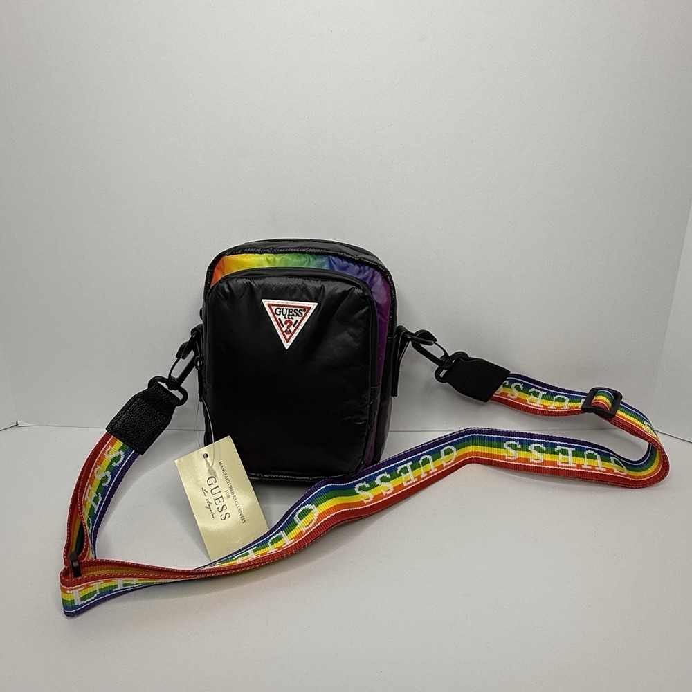 Guess Pride Rainbow Ombré Nylon Camera Bag Double Zip Crossbody Rainbow‎ Strap